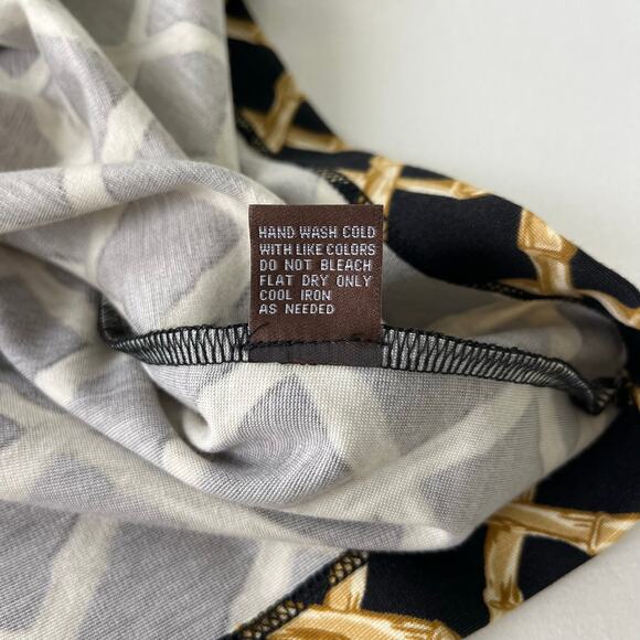 J. McLaughlin Sleeveless Black and Gold Bamboo Pattern Sheath Dress Size Medium - Picture 8 of 9